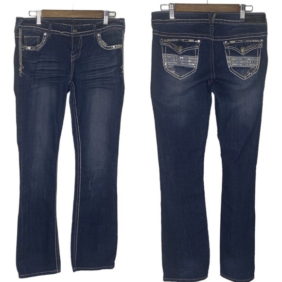 Twenty one black Denim - Twenty One Black Skinny Boot Jean Women   7/8 Medium Wash Blue Denim distressed